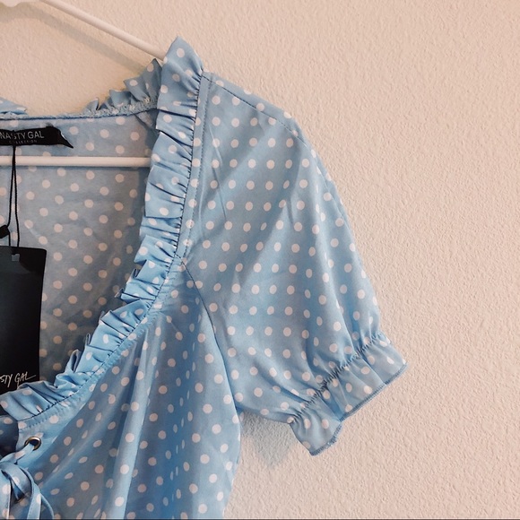 Polka-Dot Lace-Up Bodysuit - Picture 4 of 5